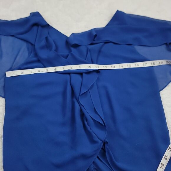 Max Studio Women's Layered Ruffle Sheer Top Blue Size Small - Picture 6 of 8